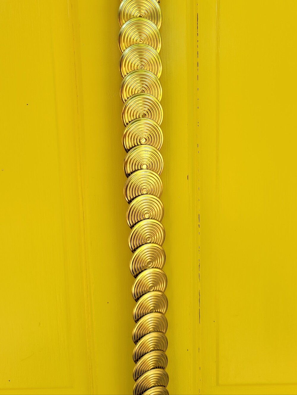 Vintage Gold Tone Disc Stretch Belt | Mod Disco Glam Statement Waist Belt - Picture 2 of 12